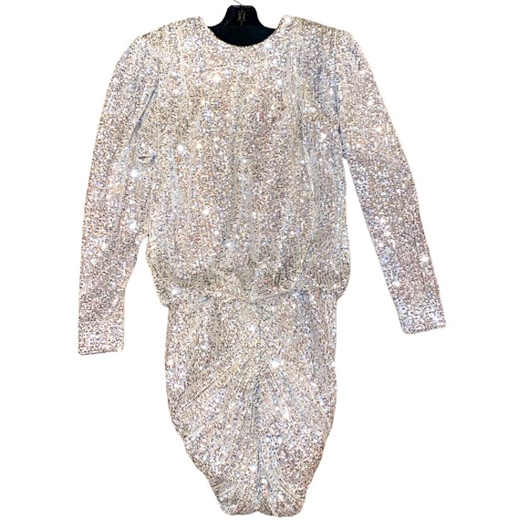 Retrofete Dresses & Skirts - Retrofete Flynn dress Sequin Long Sleeve Ruched Dress NWT